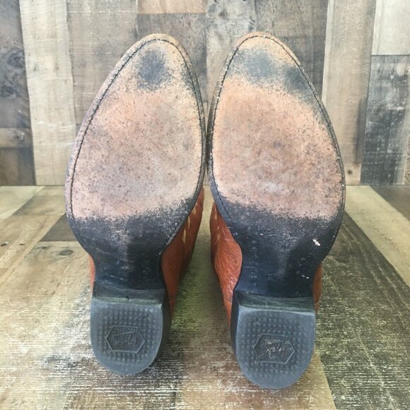 Tony Lama Vintage Brown Smooth Quill Ostrich Cowboy Boots Mens 10.5 D - Picture 2 of 12